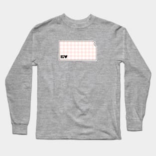 USA States: Kansas (pink plaid) Long Sleeve T-Shirt